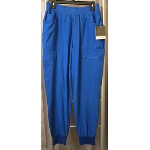 White Cross Pants Women's Small Blue 6 Pocket Hi Low Hybrid Jogger Scrub NEW $50